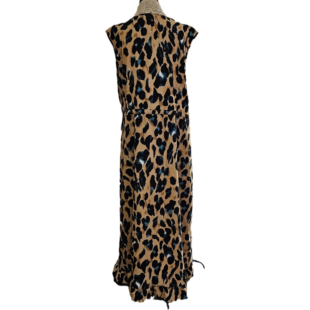 NWT Boohoo Plus‎ Wrap Leopard Ruffle Hi Low Midi Dress Size 24 - Picture 5 of 8